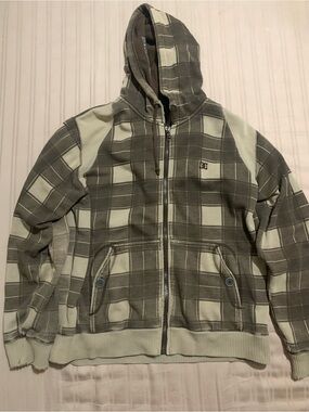 DC Brown Hooded y2k 2000s Zip-Up with Branded Patch